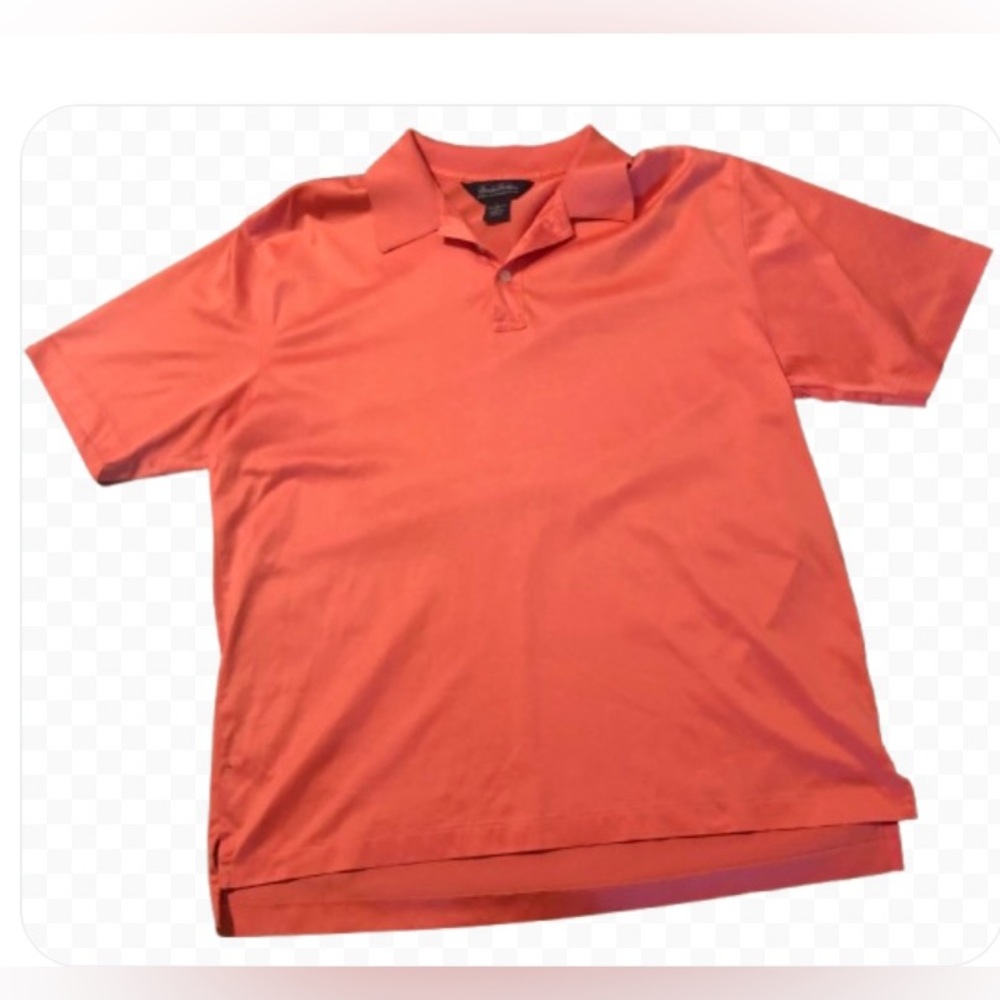 Brooks Brothers Polo Shirt Large Performance Orange Coral Cotton Preppy 44”